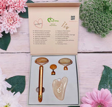 Load image into Gallery viewer, LUXEMMA 4 in 1 Beauty Vibrating Roller & Gua Sha Set